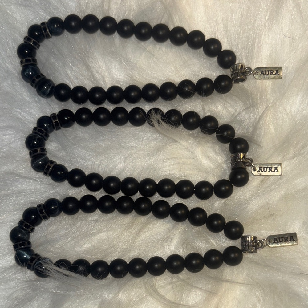 New!Aura Black Beaded Bracelet Trio!